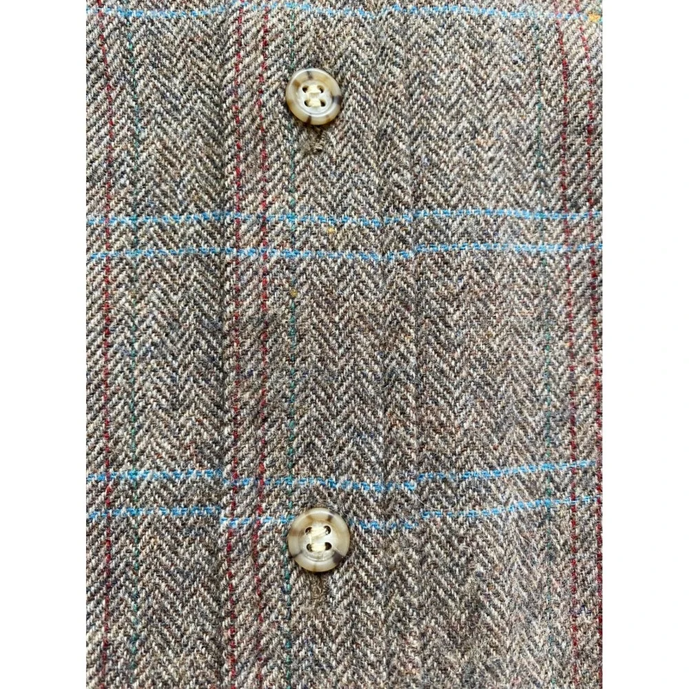 Vintage Pendleton Wool Trail Shirt Men L Brown Plaid Excellent Elbow Patches